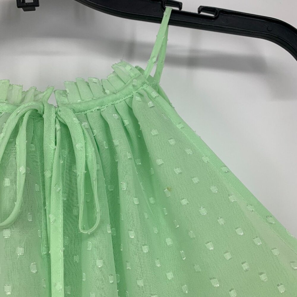New York & Company Top Green Swiss Dot Sleeveless Halter Tank NWT - Picture 10 of 11